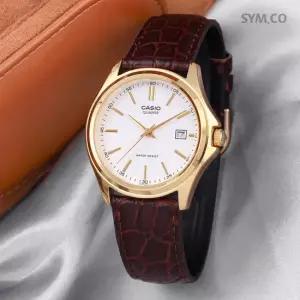 카시오 MTP-1183Q-7A 빈티지 골드 브라운 아날로그 정장캐쥬얼 남자 가죽 시계 d3