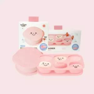 마더스콘 유아 실리콘 큐브 틀 흡착볼 선물 세트 핑크