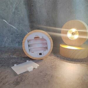 3D 크리스탈 유리 수지 공 나무 따뜻한 디스플레이 배터리로 스탠드 차가운 AAA 8cm 홀더 자료 작동 Led 10cm 라운드