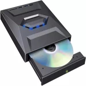SakerPlus 7-in-1 외장 USB DVD 드라이브 및 블루레이 플레이어 버너 SD 카드 리더기 2개 1080P 재생