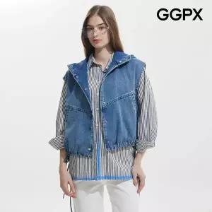 [GGPX] 캐주얼 스트링 후드 데님 베스트 (GQ3VT003F)