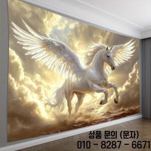 화려한 스타일의 흰색 날개 달린 말 태피스트리 1개 폴리에스테르 직물 기계 세탁 가능 침실 거실에 적합