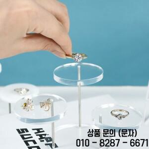 3레이어 라운드 아크릴 투명한 보석 스탠드 화이트 블랙 팔찌 귀걸이 반지 쇼 작은 컵케익