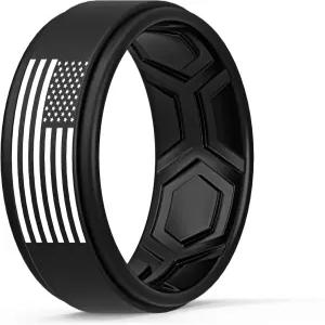 남성용 썬더핏 실리콘 웨딩 링 통기성 공기 흐름 패턴 8mm 너비 두께 - 1/4/5/8 버라이어티 멀티팩