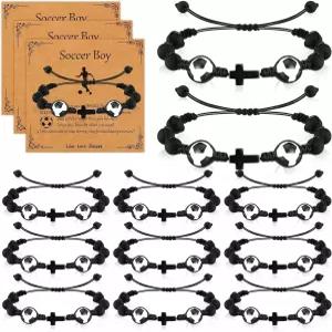 로테레 12세트 스포츠 조절 가능한 구슬 팔찌 축구 소프트볼 배구 골프 농구 하키 여성용 남성 액세서리