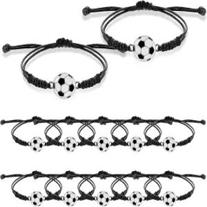 simarro 12pcs 축구 야구 농구 땋은 스포츠 팔찌 액세서리 조절 가능한 영감 손목밴드 팬 남성 청소년 팀