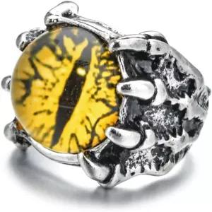 텐그리아 고딕 펑크 데빌 이블 드래곤 이글 클로 링 레트로 오픈 조절 가능한 해골 장식 안구 지옥 악마