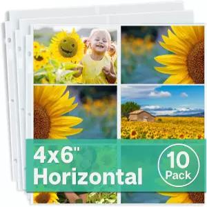 던웰 12x12 스크랩북 페이지 프로텍터 - 3링 바인더용 4x6 사진 앨범 10팩 수평 120장의 13.1인치 x