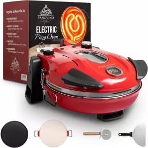 파노비노 전기 실내 피자 오븐 800°F 조리대 12인치 세라믹 스톤 및 듀얼 온도 조절 기능 포함 빠르게