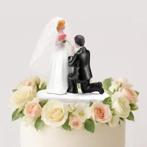 리메리 4.5인치 웨딩 신부와 신랑 케이크 토퍼 빈티지 우아한 커플 피규어 노비오스 파라 파스텔 약혼