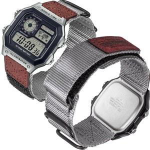 [미국배송] 카시오용 HEMSUT 18MM 나일론 스트랩 AE-1200 DW-H5600 AE-1000W F-91W A168W용 퀵 릴리즈 밀리터리 스타일 충격 방지 시계 밴드