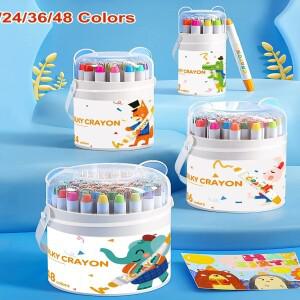 12/24/36/48 색상 실키 트위스터블 크레용 세척 가능한 미술 다문화 파스텔 젤 쉬운 그립 선물
