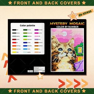 1개 재미있는 미스터리 모자이크 픽셀 아트 색칠책 고양이 휴식 손그림 컬러풀 그래피티 페인팅 애호가용