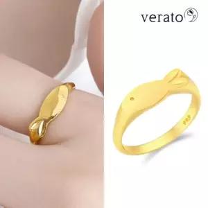 베라토 24K 빅 볼륨 행운 피쉬 한돈 반지 3.75g