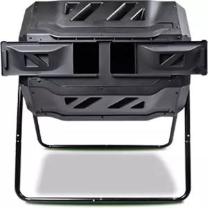 쿨스케이프 듀얼 챔버 텀블링 컴포스터 42갤런 160L 블랙 회전식 야외 퇴비통 더블 로터리 뒷마당과