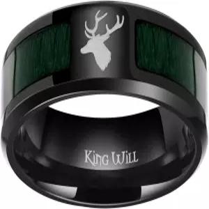 킹 윌 블랙 티타늄 링 우드/블루 오팔 상감 트리/다이버 웨딩 여성 남성용 하이 폴리싱 엣지