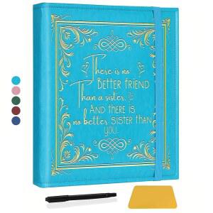 [미국배송] CWEGSJ 자매 사진 앨범 3X5 4X6 5X7 DIY 메모리 가죽 커버 베스티 선물 BFF 책 소울 (앨범 베터 프렌드-라이트 블루)