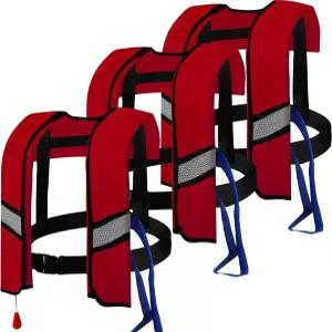 3팩 150N 자동 팽창식 구명조끼 - 수동 오버라이드 반사 스트립 및 보트 카약 서핑 수영을 위한 안전