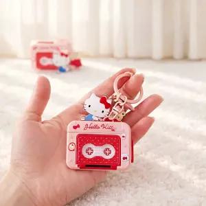 헬로키티 녹음기 키링 미니 카세트 명품 귀여운 고양이 캐릭터 가방 자동차 키링 열쇠고리링