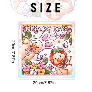 카와이 오리 색칠하기 책 - 휴식과 명상을 위한 귀엽고 재미있는 그림 24페이지 7.8x7.8인치 완벽한 선물