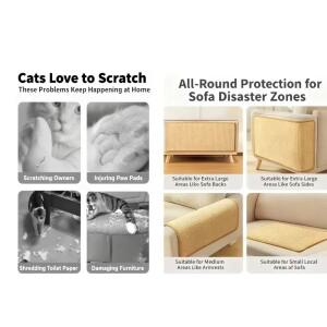 튼튼한 고양이 스크래쳐 행잉볼 포함 베이지색 공간 절약형 실내 가구 소파/의자/문 보호대 특가 중