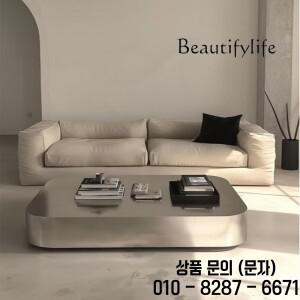 이탈리아 가벼운 고급 스테인레스 스틸 커피 테이블 거실 가정용 작은 아파트 현대적인 간단한 디자이너 하