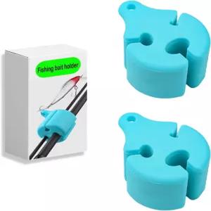 이싱 로드 후크 키퍼 블루 실리콘 2팩 클립 스트랩 0.16 ？0.47 막대용 낚시 미끼 홀더 및 회전 캐스팅 다단