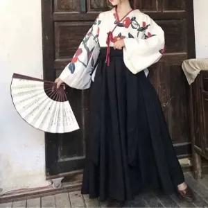 무녀복 코스프레 코스튬 기모노 의상 일본 레드 숏 세트