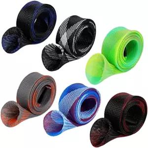 Yontree 6/12 팩 낚싯대 슬리브 커버 땋은 망사 양말 회전/주조/바다/날아다니는