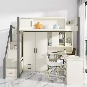 벙커침대 책상 단단한 이층 성인 높은벙커 침대 나무