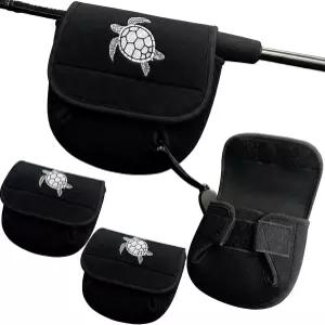 타이바 데일리 3개 회전 릴 커버 거북 자수 네오프렌 보호 파우치 가방 낚시 보관 슬리브 케이스 4000-6000