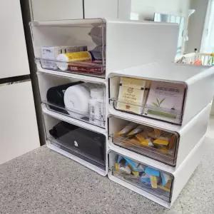 정리함 투명 쌓아쓰는 서랍 약통 팬트리 약 서랍장 머리끈 머리핀 적층 수납함 탕비실 미니
