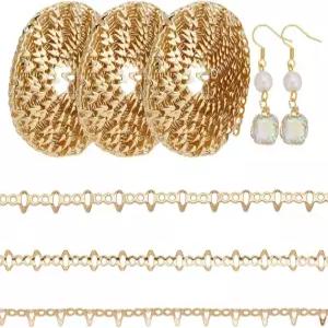 Arricraft 3.2 야드 리얼 14K 금 도금 구리 베젤 스트립 갤러리 와이어 DIY 목걸이 팔찌 귀걸이 장신구용