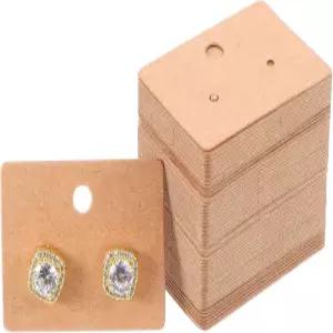 구멍이 있는 Andibro 300개 귀걸이 디스플레이 카드 1.7인치 브라운 페이퍼 홀더 보석 판매 조직용 빈 태그