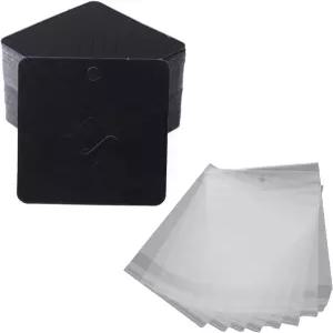 VONNST 100피스 블랙 7X7cm 크래프트 페이퍼 브로치 핀 디스플레이 카드 태그 주얼리 판매용 포장
