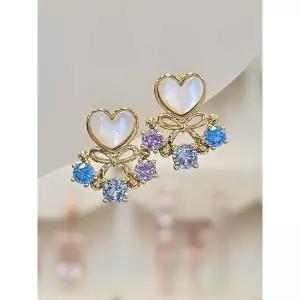 [하프클럽/볼라레]볼라레 세이브존03 볼라레 자개하트 블루가든 은침귀걸이 AQSSS1921A