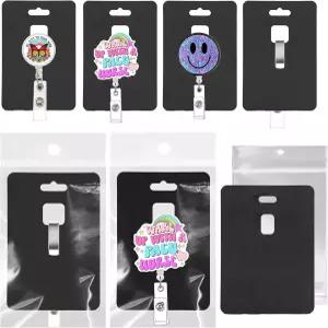 100PACK 배지 릴 디스플레이 카드 포장 악어 및 벨트 클립 장착 접이식 이름 ID 홀더 투명 셀프 씰 백이