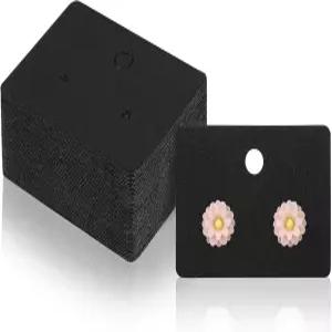 타이쿠르 100개 귀걸이 디스플레이 카드 보석 판매용 1.7인치 구멍이 있는 종이 홀더 걸이용 포장 블랙