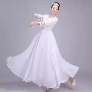 한국무용 풀치마 쉬폰 입시 스커트 예고 치마 무용복 무대 공연 의상 흰색