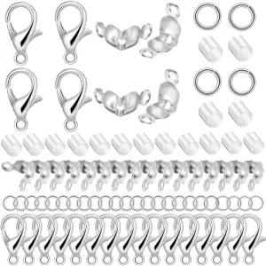 1600개 주얼리 제작 액세서리 세트 100개 랍스터 집게 300개 비즈 팁 매듭 커버 600개 크림프 튜브 및 위한