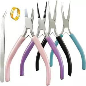 LBUQSVF 4 PCS 미니 주얼리 플라이어 도구 세트 제작 및 수리 용품 - 평평/굽/원형/니들-노즈 작은 공예용