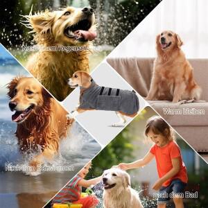 강아지 목욕 가운 타월 2 in 1 조절 가능한 매직 테이프 빠른 초흡수성 애완동물 의류 소형 중형견 후용