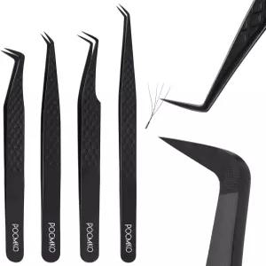 속눈썹 연장용 섬유 팁 핀셋 다이아몬드 그립이 포함된 고정밀 세트 클래식 및 볼륨 키트 아티스트를 위한