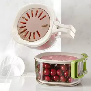 스트레이너가 있는 과일 채소 세척 그릇 다기능 냉장고 정리용 베리 상추 보관함 주방용 휴대용 소쿠리