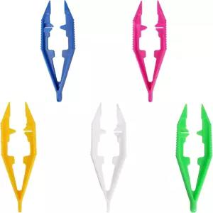 pson 5PCS 4인치 플라스틱 핀셋 세트 오색 공예용 집게 수제용 구슬 공예품 비딩 학교용 창의적인 게임