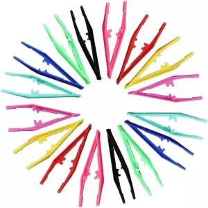 24개 미끄럼 방지 플라스틱 핀셋 - 구슬 컬렉션 라인스톤 붙이기 수공예용 톱니 콜렛 디자인 겸자