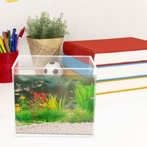 2개 미니 데스크탑 어항 투명 베타 수족관 볼 오픈 탑 휴대용 플라스틱 탱크 가정 사무실 장식