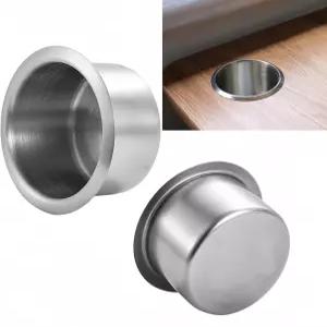 2Pcs 스테인리스 스틸 드롭인 컵 음료 홀더 실버 게임 테이블 삽입 소파 보트 벤치 책상 RV 차량용 영화