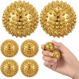 마그네틱 마사지 볼 6개 손 운동 압력 및 스트레스 해소를 위한 스파이키 볼골드 스타킹 스터퍼용