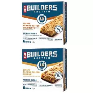 클 빌더 단백질 바 - 바삭한 아몬드 소금 카라멜과 땅콩버터 초콜릿 버라이어티 팩 설탕 감소 텐 프리 16g